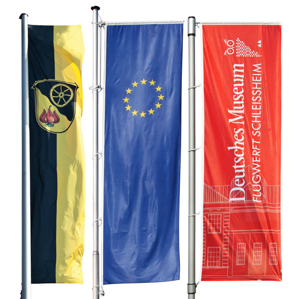 Auslegerfahne bedruckt, Fahne für Mastarm von Fahnen Kössinger