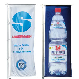 printed hoisting flags in oblong format with your logo / motive