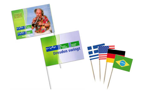 Flags, pennants, or taster picks made of paper